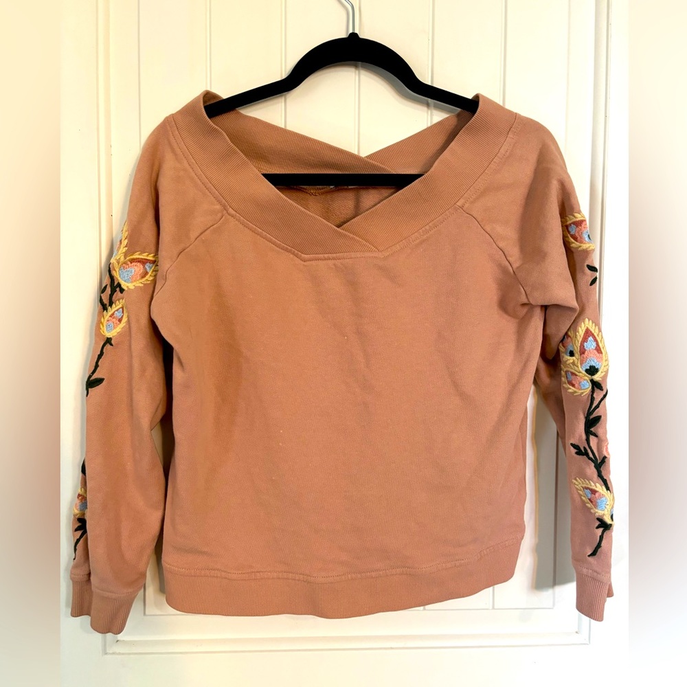 Pink Rebecca Minkoff embroidered sweatshirt Size S small.